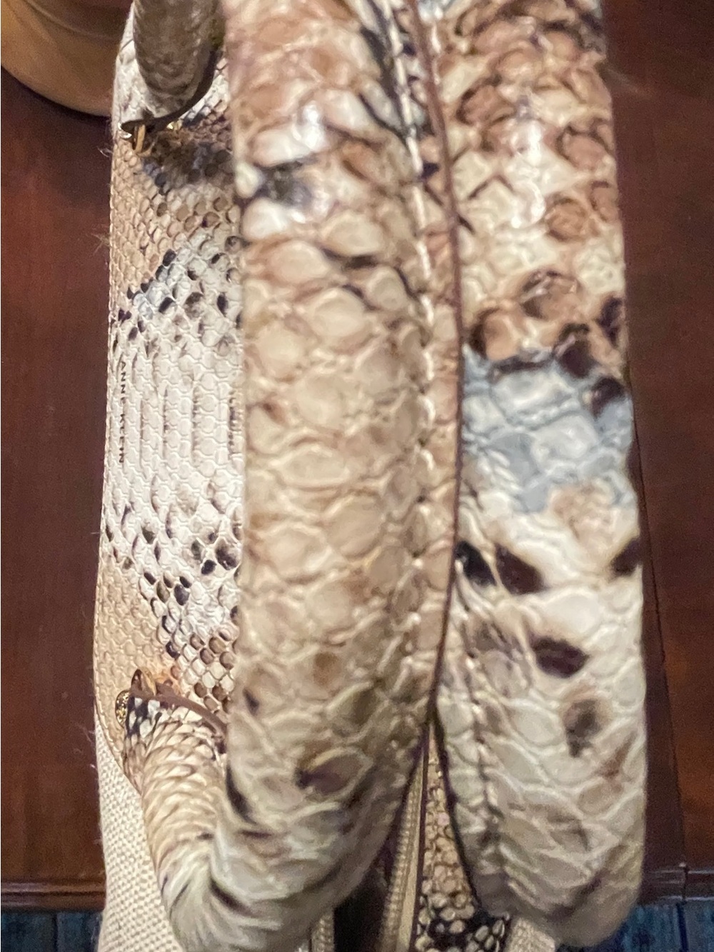 Faux Snakeskin and Cloth Metallic Anne Klein Purse - Picture 16 of 16